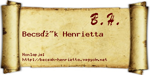 Becsák Henrietta névjegykártya